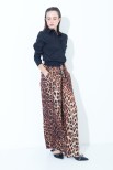 PANTALONE CON ELASTICO VITA A CONTRASTO STAMPA LEOPARDATO